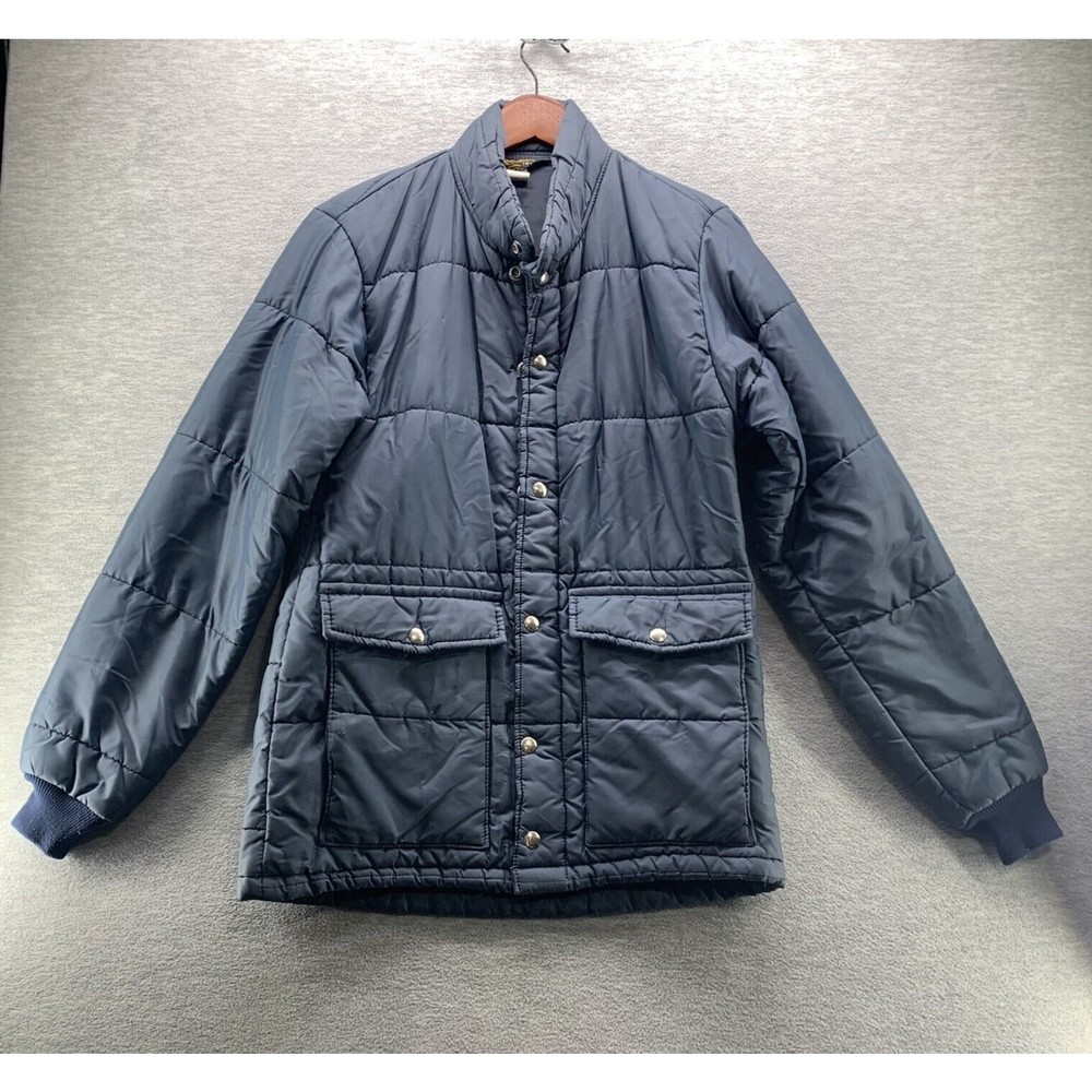Vintage Swingster Men Blue Puffer Snap Jacket Size Small